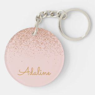 Personalisierter goldener Glitter-Monogramm-Name Schlüsselanhänger