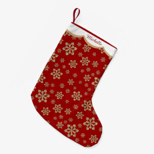 Personalisierter goldener Glitter-Schneeflocke Kleiner Weihnachtsstrumpf