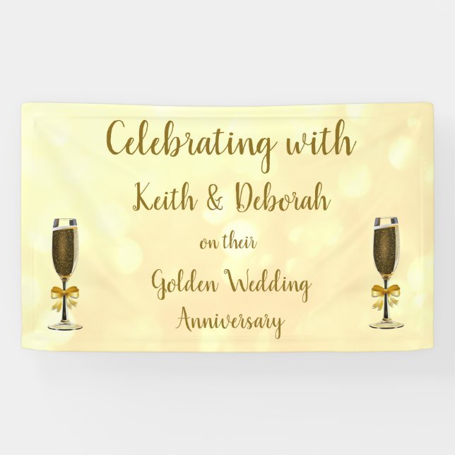 Personalisierter Goldener Hochzeitstag Banner (Horizontal)