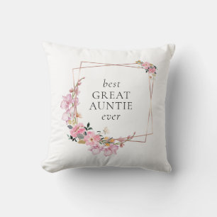 Personalisierter goldener Kranz mit rosa Blumen Kissen