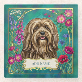 Personalisierter goldener Lhasa-Apso-Glasuntersetz Glasuntersetzer