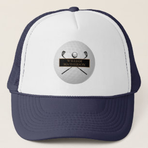 Personalisierter goldener und schwarzer Golfball Truckerkappe