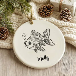 Personalisierter Goldfisch Weihnachten Keramik Ornament