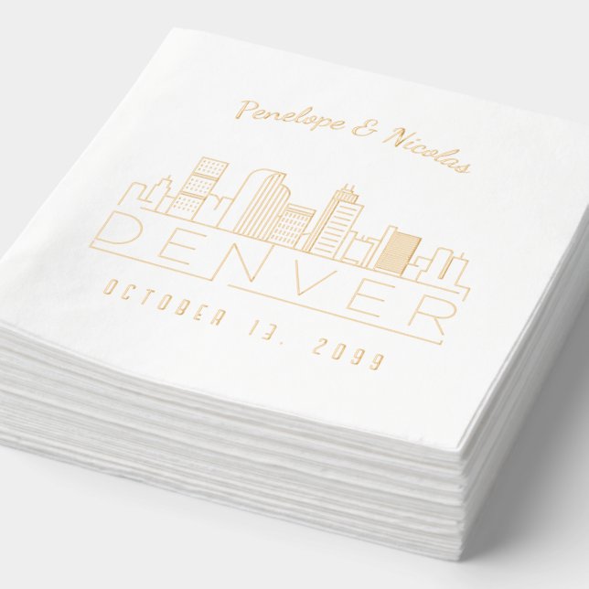 Personalisierter Goldfoil Denver Wedding Napkins Servietten Mit Folie (Ausschnitt)