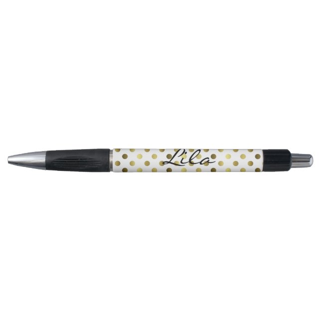 Personalisierter Goldpolka-Punkt-Stift Kugelschreiber (Vorderseite)