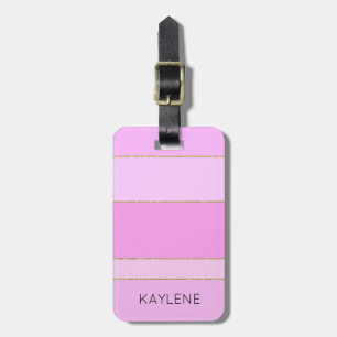 Personalisierter Goldstreifen - Rosa Streifen - Ge Gepäckanhänger