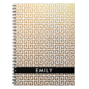 Personalisierter Goldstreifen und weißer griechisc Notizblock