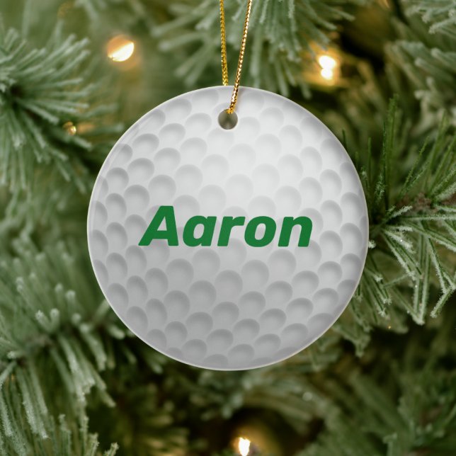 Personalisierter Golf Ball Weihnachtsgeschenk Keramik Ornament (Baum)