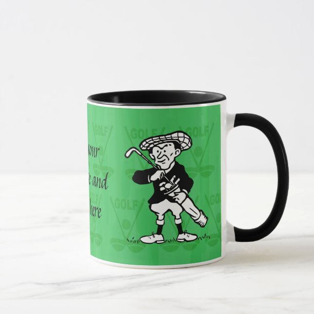 Personalisierter Golf-Cartoongolfspieler Tasse (Rechts)