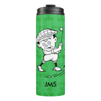 Personalisierter Golf-Cartoongolfspieler Thermosbecher