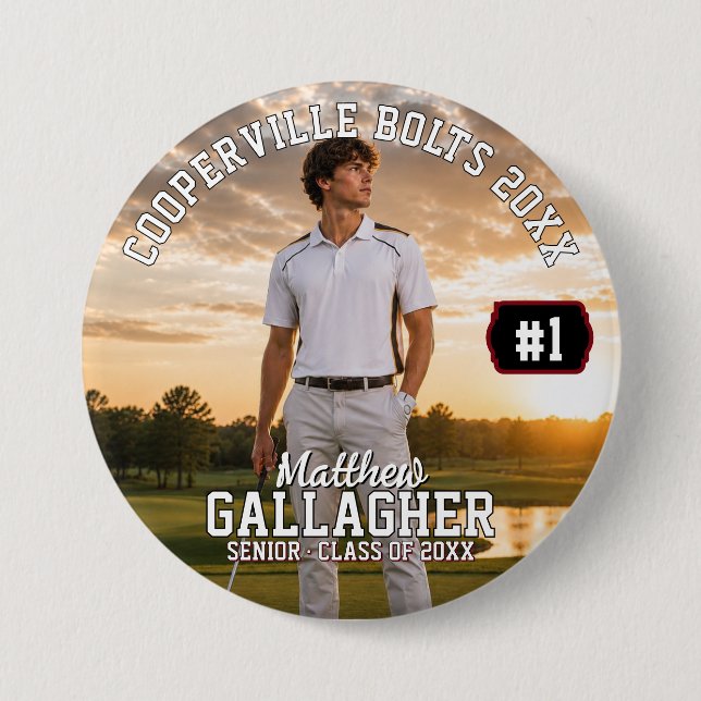 Personalisierter Golf-Foto-Button Button (Vorderseite)