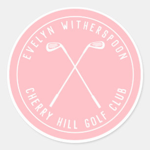 Personalisierter Golf-Schlüsselanhänger in Rosa Runder Aufkleber