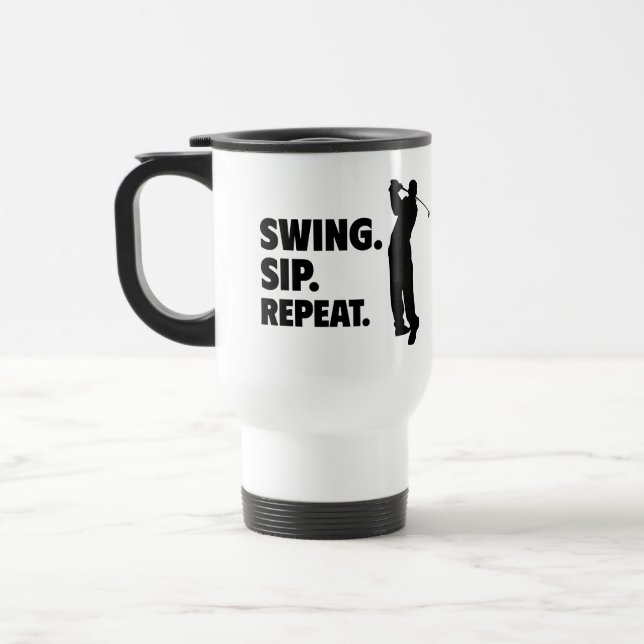 Personalisierter Golf Swing Sip Wiederholung Reisebecher (Links)