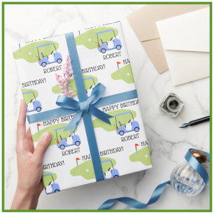 Personalisierter Golf Themenname Geburtstag Geschenkpapier