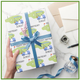 Personalisierter Golf Themenname Geburtstag Geschenkpapier