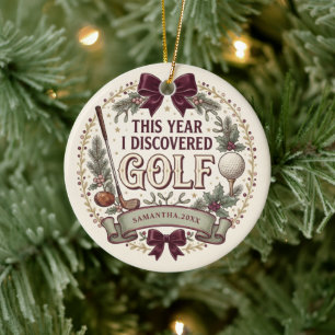 Personalisierter Golf-Weihnachtsschmuck Keramik Ornament