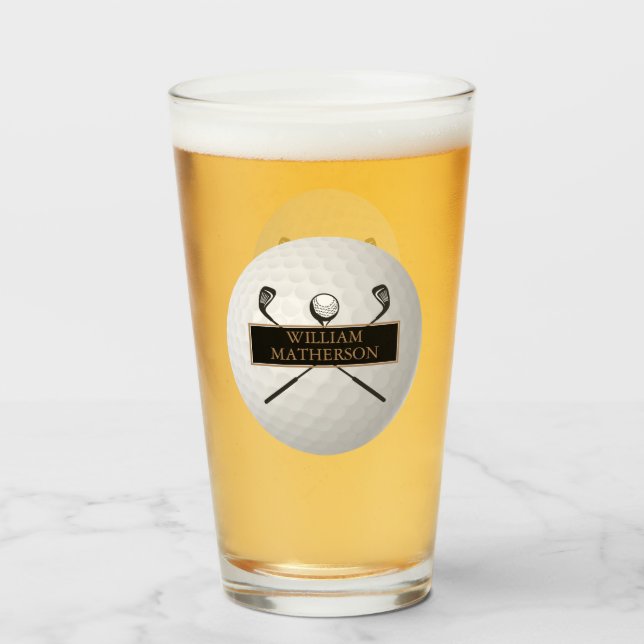 Personalisierter Golfball Klassiker in Gold und Sc Glas (Vorne (Gefüllt))