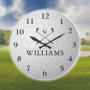 Personalisierter Golfball mit individuellem Namen Große Wanduhr