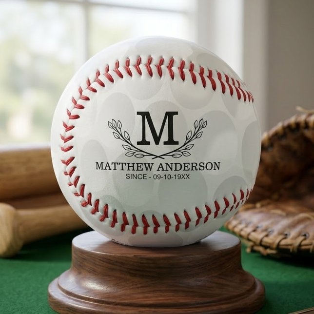 Personalisierter Golfball-Mustername Monogramm Alt Baseball (Von Creator hochgeladen)
