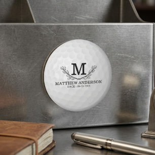 Personalisierter Golfball-Mustername Monogramm Alt Magnet