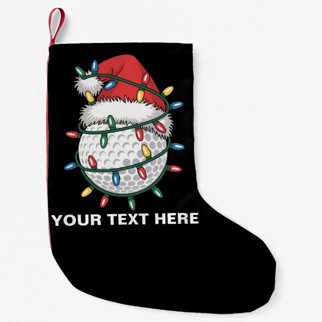 Personalisierter Golfball-Santa-Hut-Weihnachtsbele Kleiner Weihnachtsstrumpf (Vorderseite)