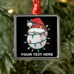 Personalisierter Golfball-Santa-Hut Weihnachtsbele Ornament Aus Metall