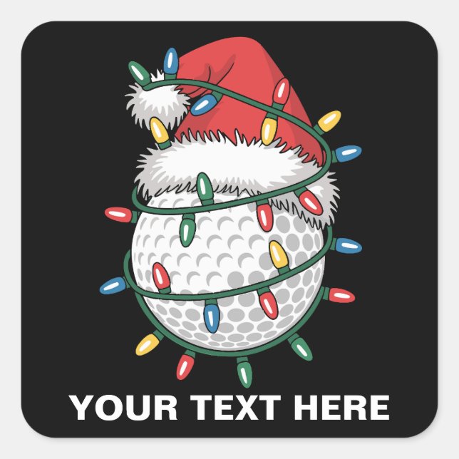 Personalisierter Golfball-Santa-Hut Weihnachtsbele Quadratischer Aufkleber (Vorderseite)