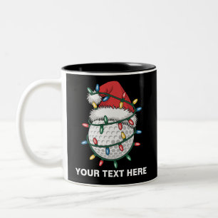 Personalisierter Golfball-Santa-Hut Weihnachtsbele Zweifarbige Tasse