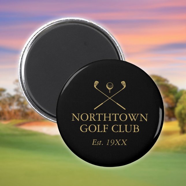 Personalisierter Golfclub Name Black and Gold Magnet (Personalized Golf Club Name Black And Gold Magnet)