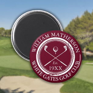 Personalisierter Golfclub-Name Burgund Magnet