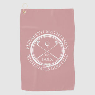Personalisierter Golfclub-Name Dusty Rose Pink Golfhandtuch