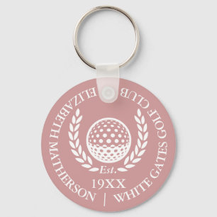 Personalisierter Golfclub-Name Dusty Rose Pink Schlüsselanhänger