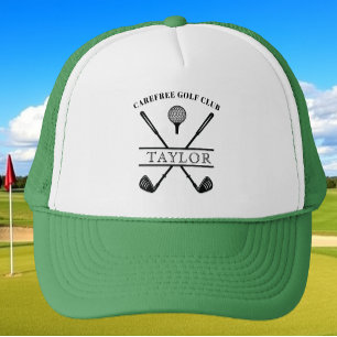 Personalisierter Golfclub Name Green White Truckerkappe