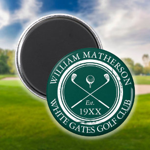 Personalisierter Golfclub-Name Grün Magnet