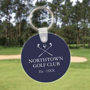 Personalisierter Golfclub-Name Navy Blau Schlüsselanhänger