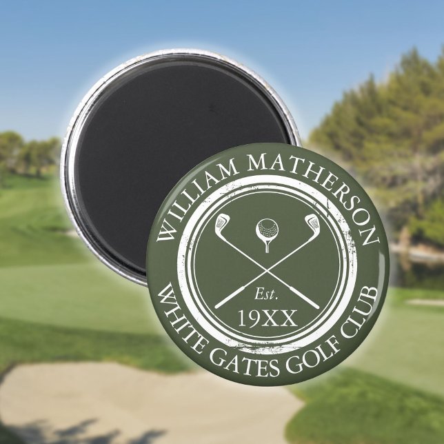 Personalisierter Golfclub Name Olive Green Magnet (Personalized Golf Club Name Olive Green Magnet)