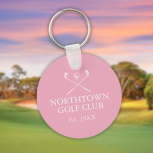Personalisierter Golfclub-Name Pink Schlüsselanhänger