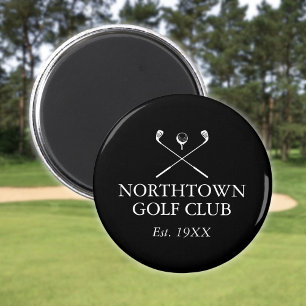 Personalisierter Golfclub-Name Schwarz und Weiß Magnet