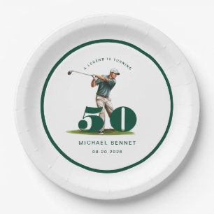 Personalisierter Golfer 50. Geburtstag Pappteller