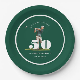 Personalisierter Golfer 50. Geburtstag Pappteller