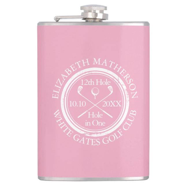 Personalisierter Golfplatz in einem weiblichen Ros Flachmann (Vorderseite)