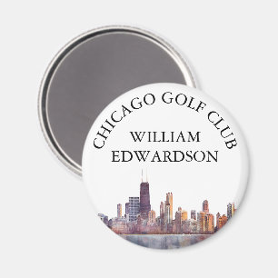 Personalisierter Golfschlägername Chicago Skyline Magnet