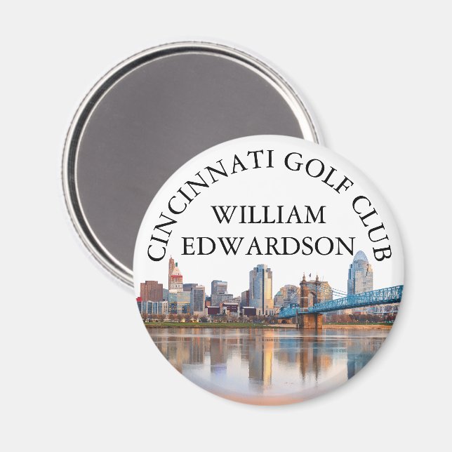 Personalisierter Golfschlägername Cincinnati Skyli Magnet (Vorderseite/Rückseite)