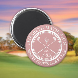 Personalisierter Golfschlägername Dusty Rose Pink Magnet