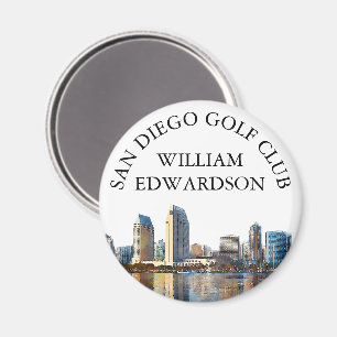 Personalisierter Golfschlägername mit San Diego-Sk Magnet