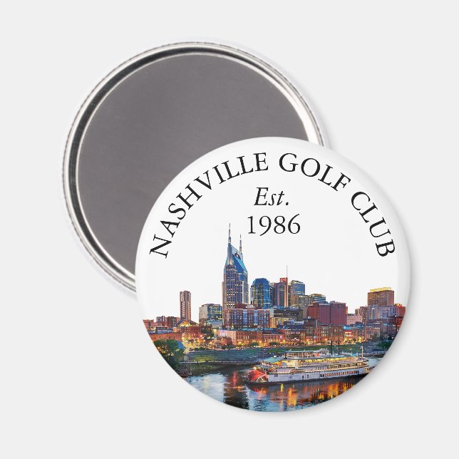 Personalisierter Golfschlägername Nashville Skylin Magnet (Vorderseite/Rückseite)