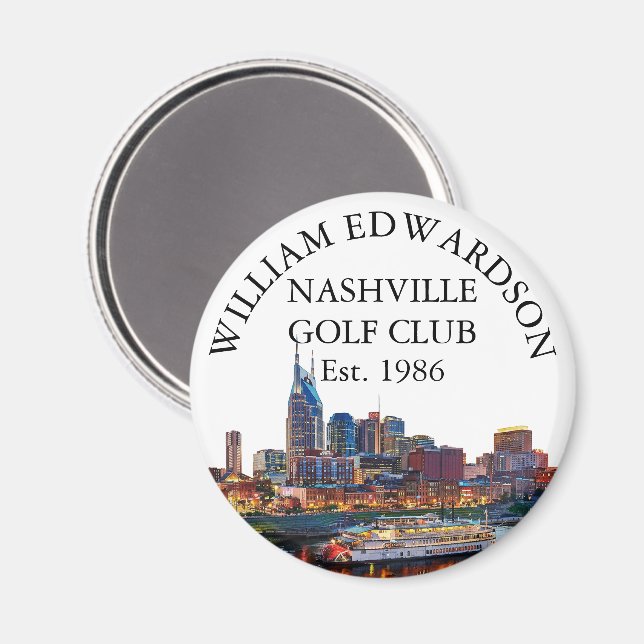 Personalisierter Golfschlägername Nashville Skylin Magnet (Vorderseite/Rückseite)