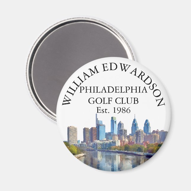 Personalisierter Golfschlägername Philadelphia Sky Magnet (Vorderseite/Rückseite)