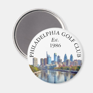 Personalisierter Golfschlägername Philadelphia Sky Magnet