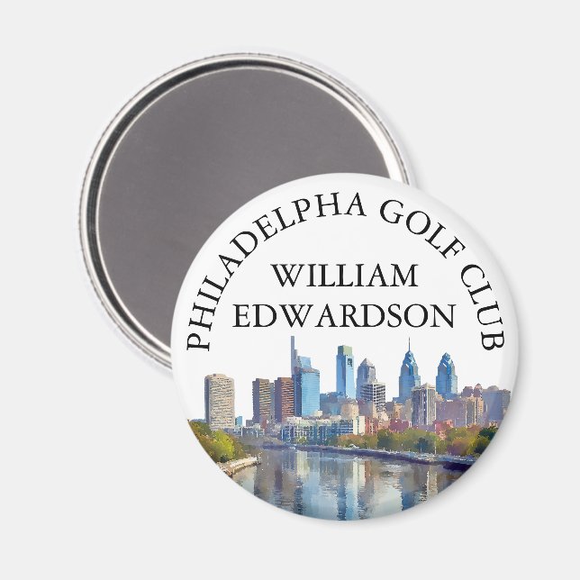 Personalisierter Golfschlägername Philadelphia Sky Magnet (Vorderseite/Rückseite)